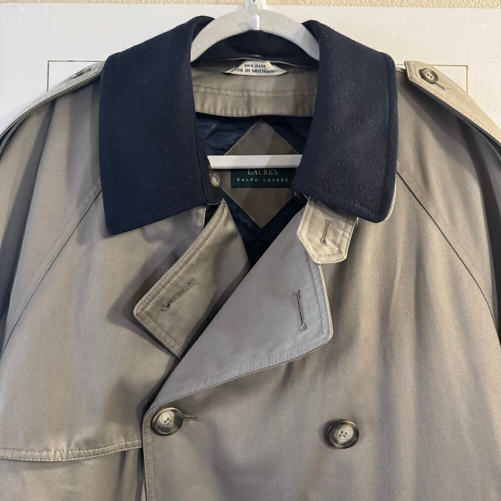 Lauren Ralph Lauren Edmond Men’s Trench Coat Sz 44L Taupe Preppy Classic - Picture 5 of 15